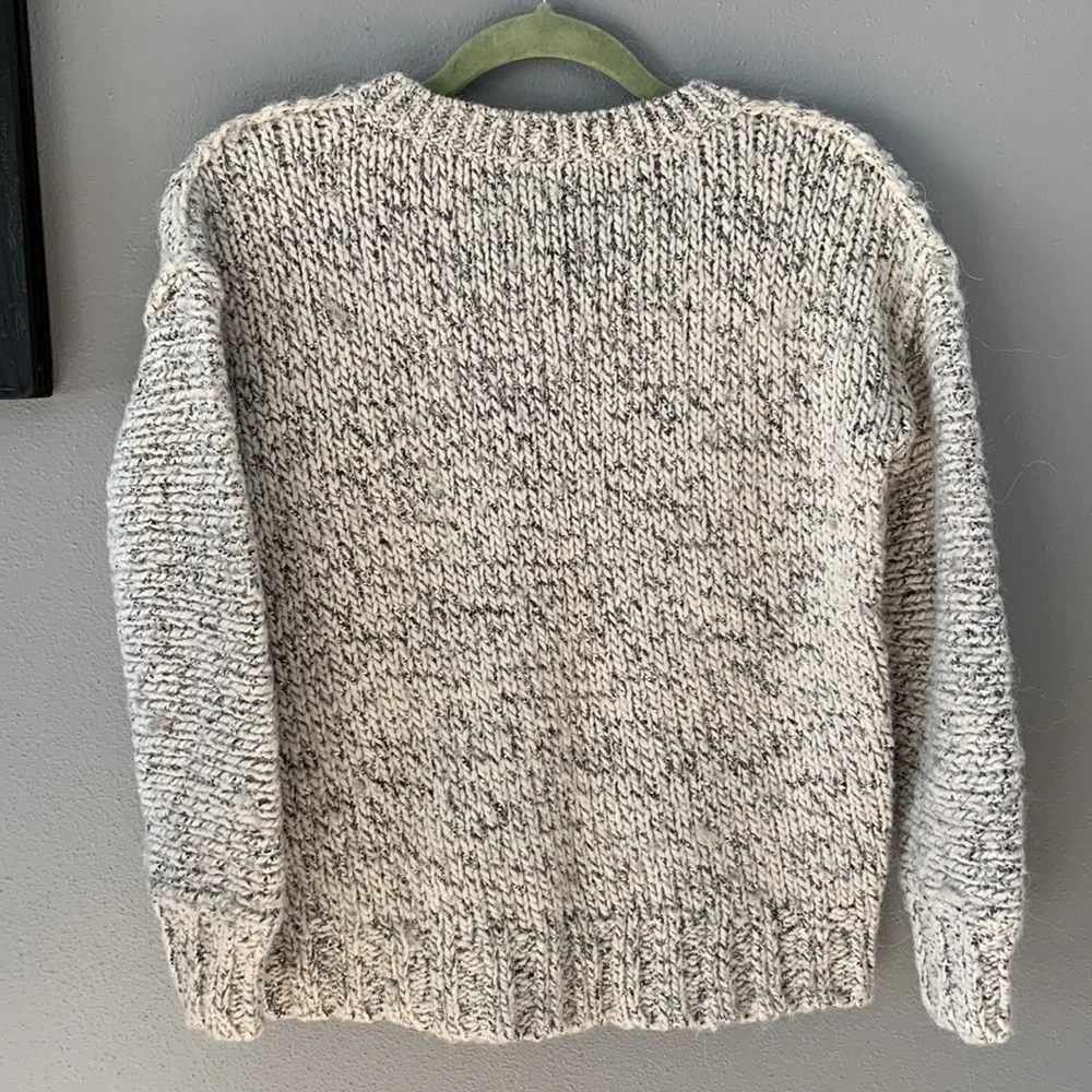 J. Crew Marled Drop-Shoulder Gray/Cream Raw Seam Sweater